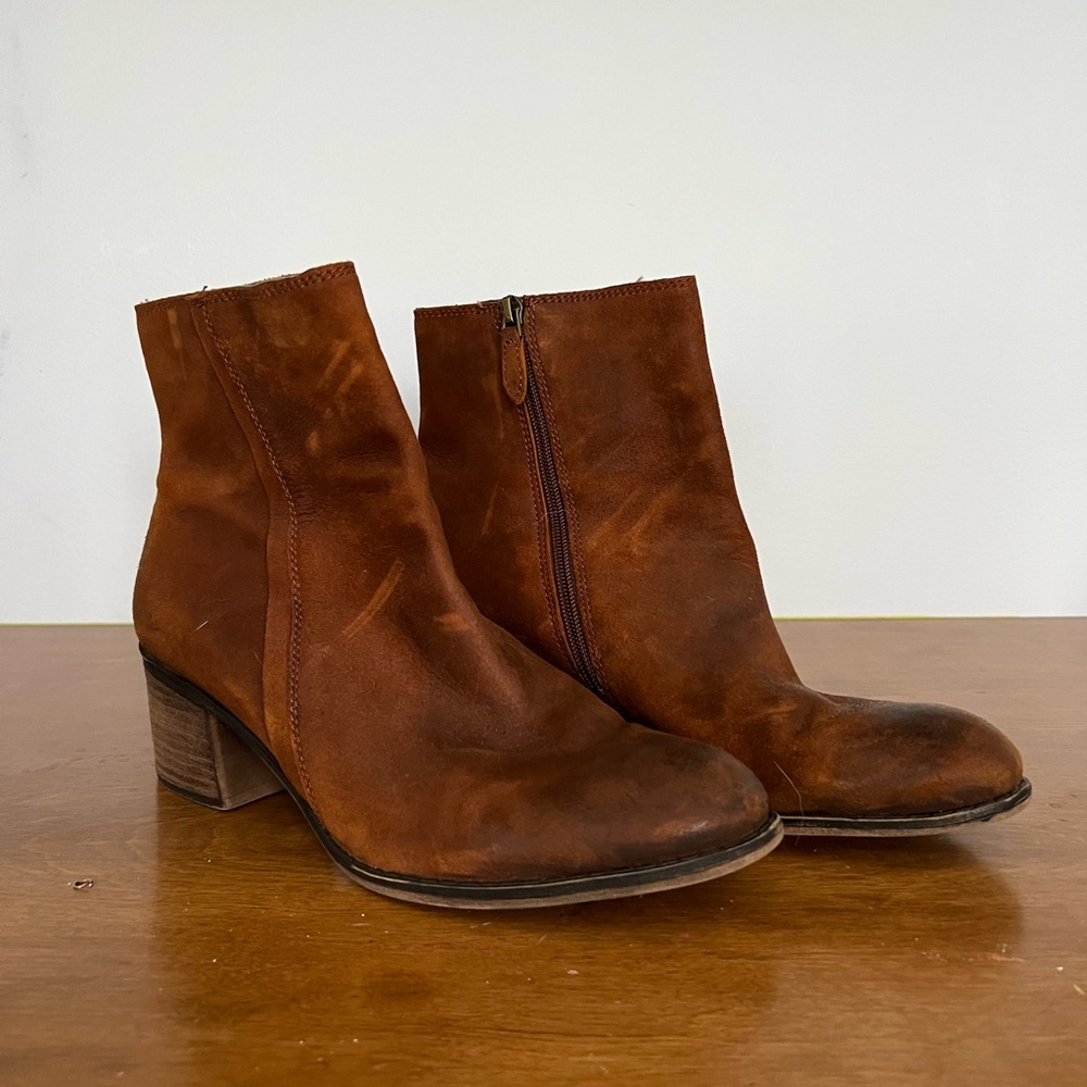 Franco Sarto Brown Leather Ankle Boots size 11